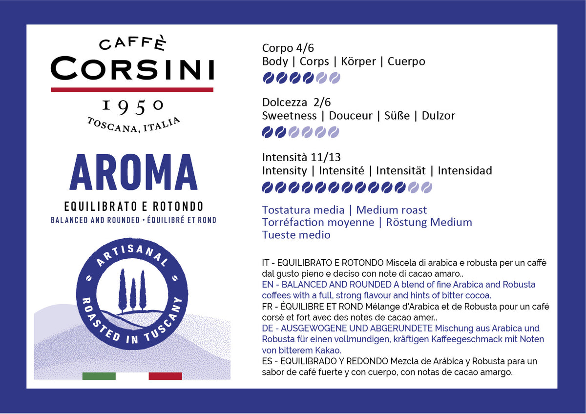 Arabica and Robusta blend, Aroma, ground coffee 250g | New home range Caffè Corsini