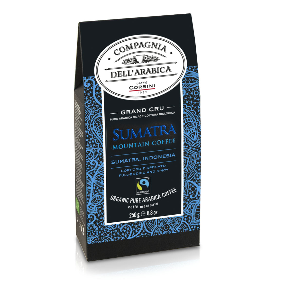 Caffè macinato Grand Cru Biologico e Fairtrade Sumatra Mountain Coffee | 100% Arabica | 250g