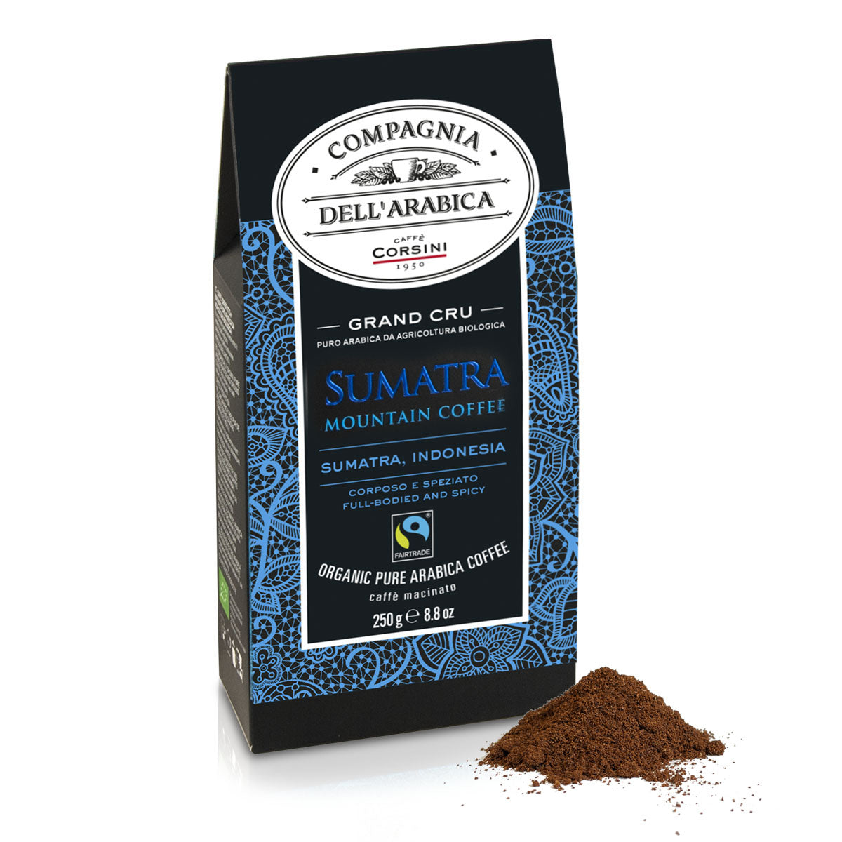 Caffè macinato Grand Cru Biologico e Fairtrade Sumatra Mountain Coffee | 100% Arabica | 250g