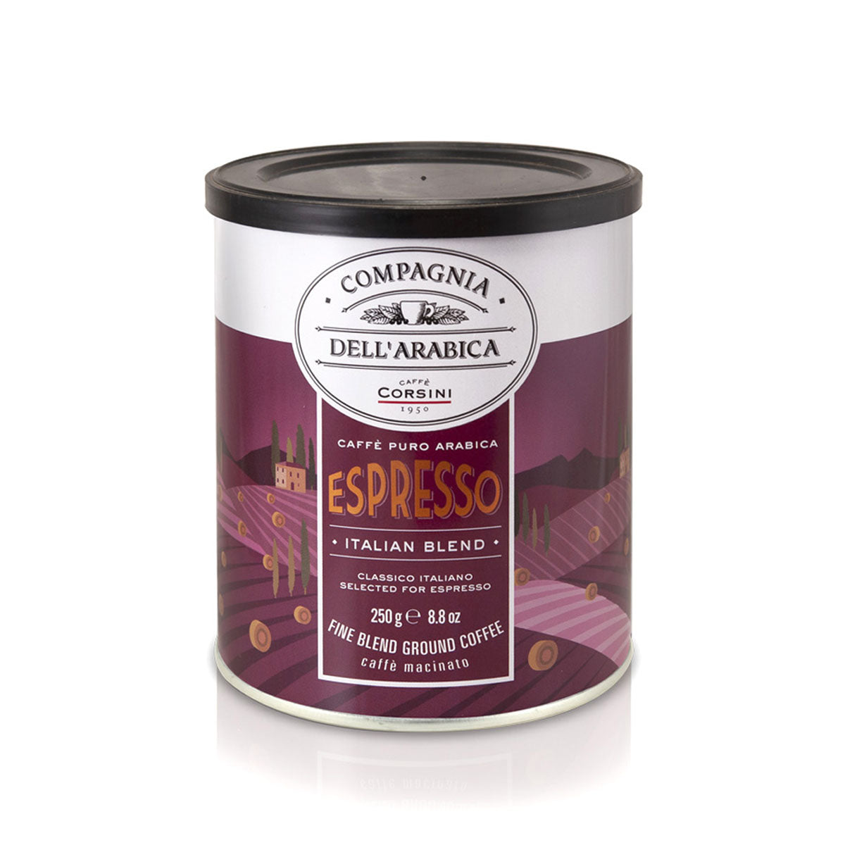 Caffè macinato per Espresso | 100% Arabica | Lattina da 250g | Cartone con 12 lattine