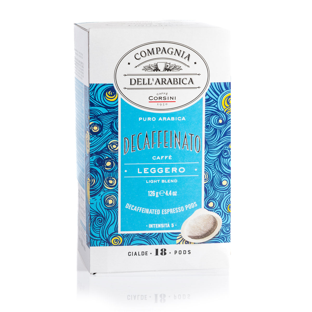 Caffè in cialde | Decaffeinato | 100% Arabica | 18 pezzi in ogni confezione | Cartone con 12 confezioni