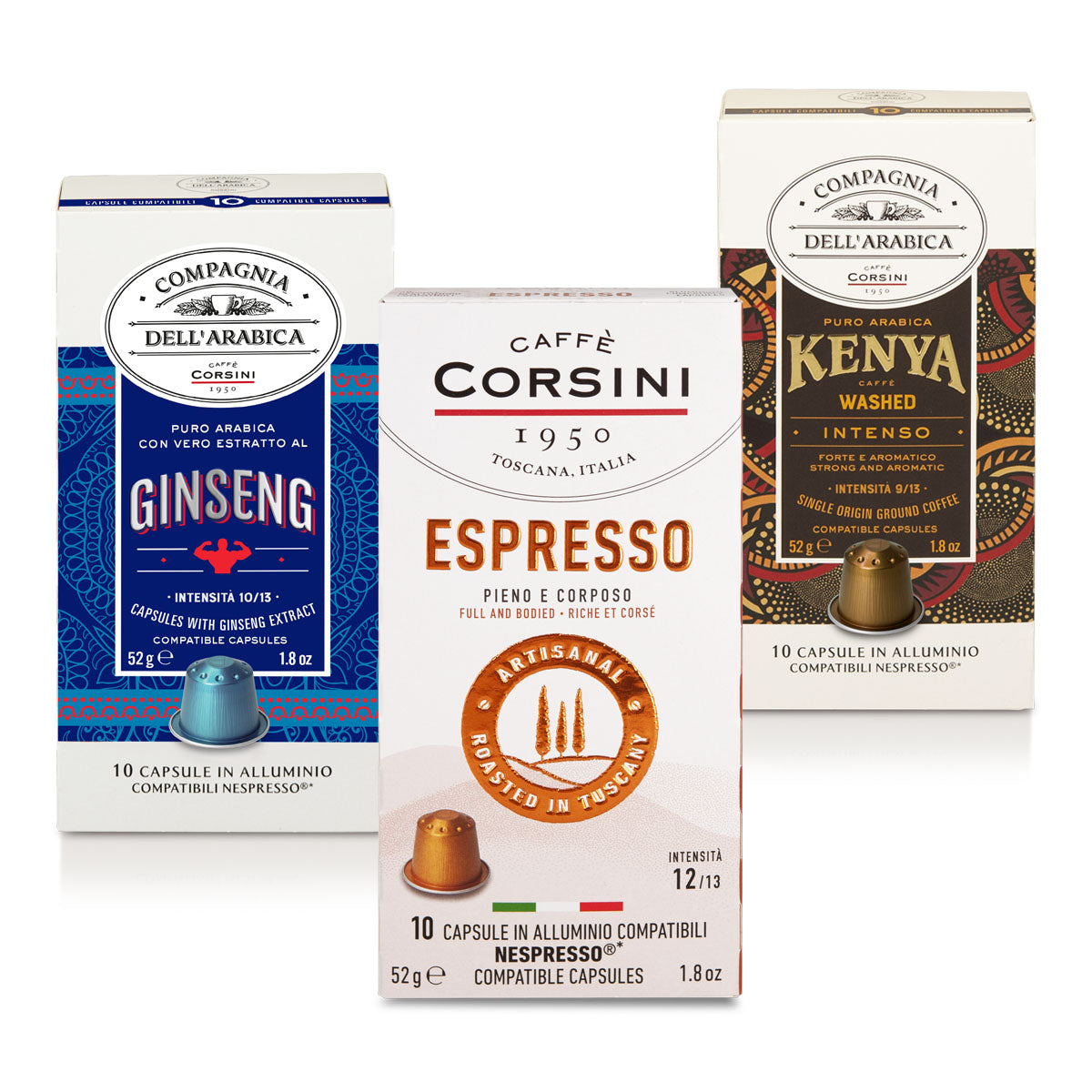 Caffè in capsule compatibili Nespresso®| Energia&Benessere | Espresso, Ginseng, Kenya | 30 capsule