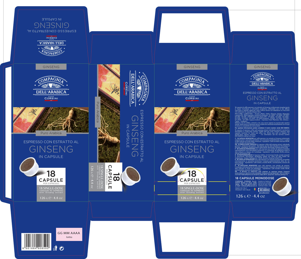 Capsule di caffè al ginseng compatibili Lavazza®* Espresso Point®* | Ginseng | 18 pezzi