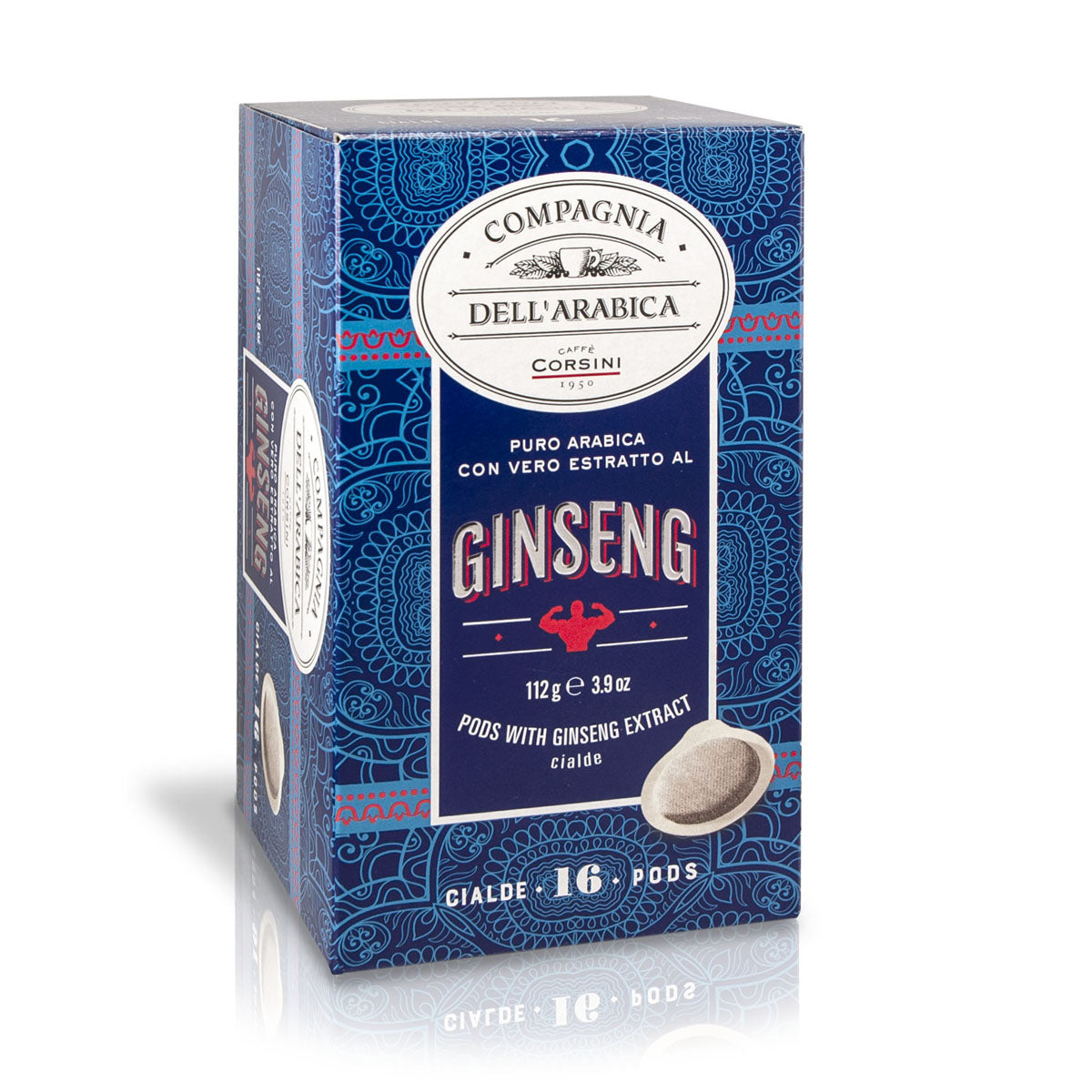 Caffè in cialde | Ginseng | 100% Arabica | 16 pezzi per confezione | Cartone con 12 confezioni