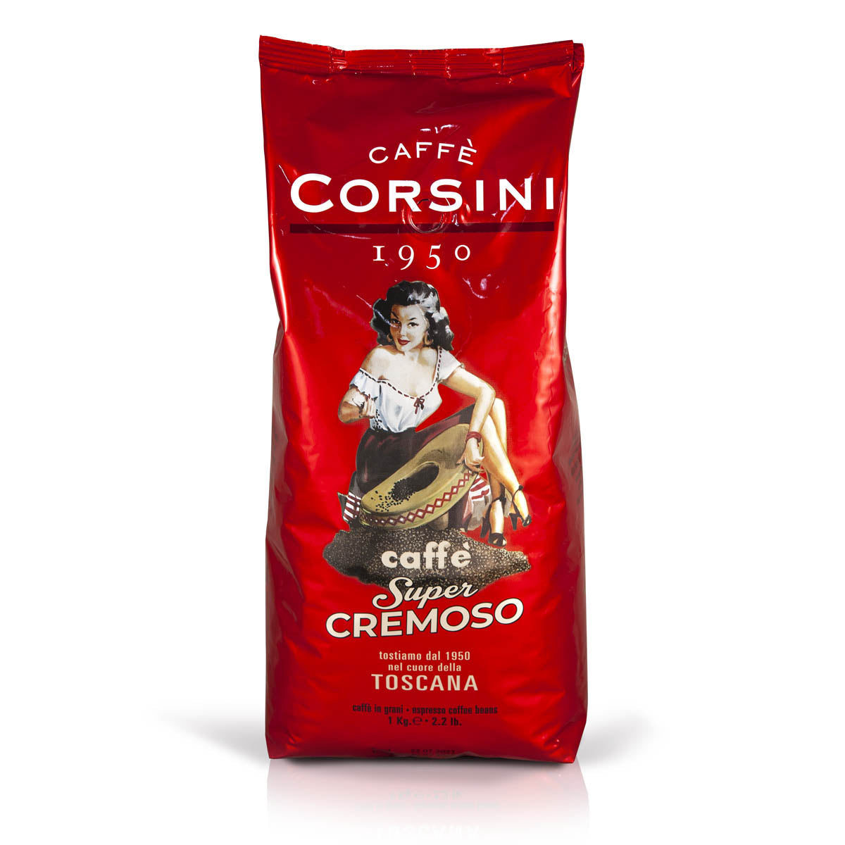 Caffè in grani | Super Cremoso | 1 Kg | Cartone con 8 confezioni