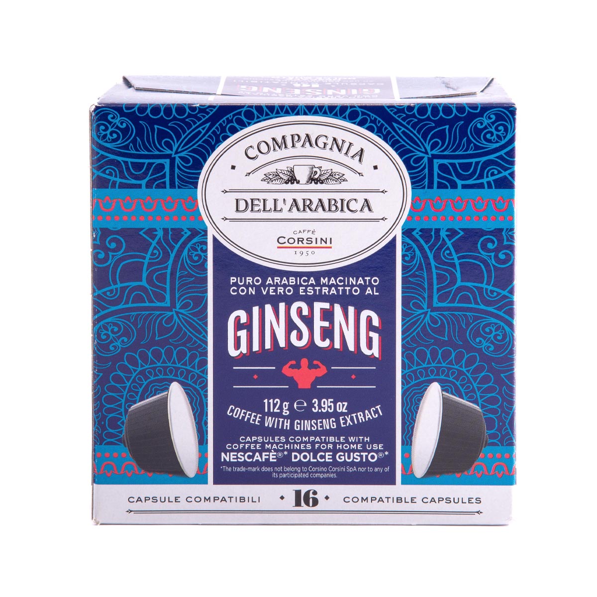 16 capsule di caffè compatibili Nescafè® Dolce Gusto® | Ginseng | Cartone con 6 confezioni