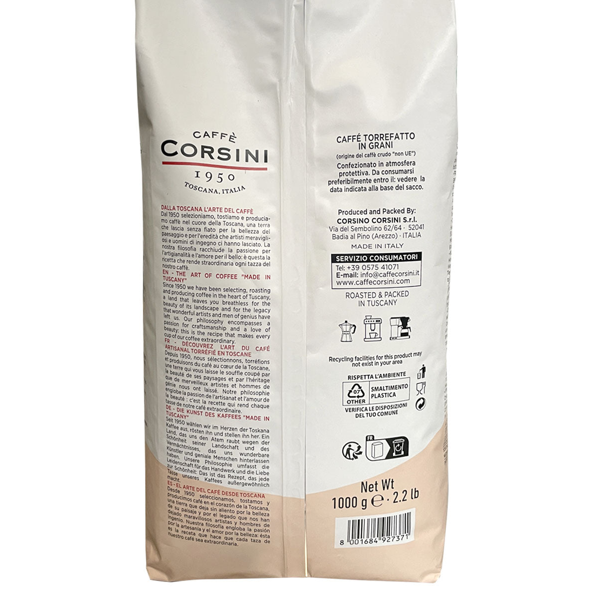 Caffè in grani Espresso 1Kg Nuova gamma Caffè Corsini