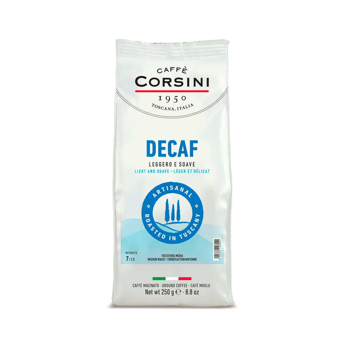 Miscela Arabica e Robusta, Decaffeinato, caffè macinato 250g | Nuova gamma home Caffè Corsini