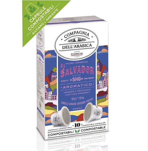 CAPSULE COMPOSTABILI COMPATIBILI NESPRESSO® EL SALVADOR 100% ARABICA 10 PEZZI