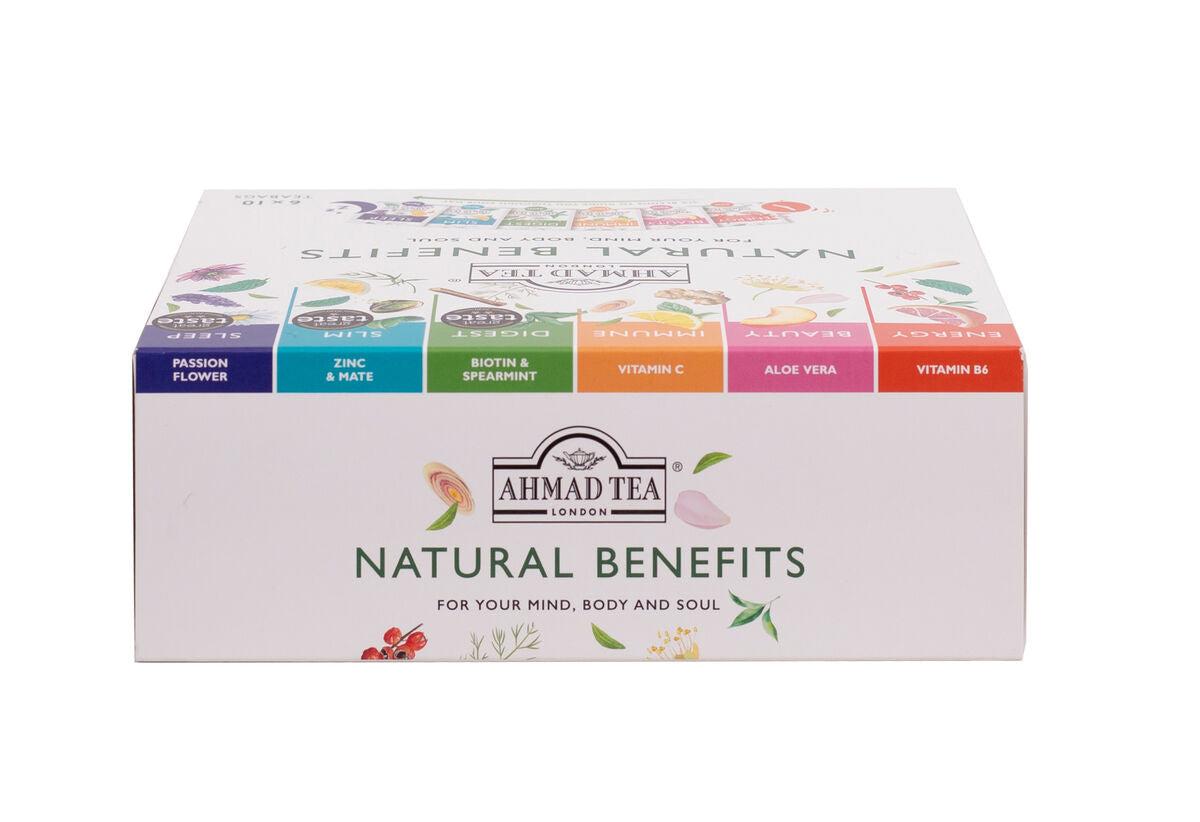 Natural Benefits | Ahmad Tea | Selezione con 6 infusi alla frutta e alle erbe | 60 bustine