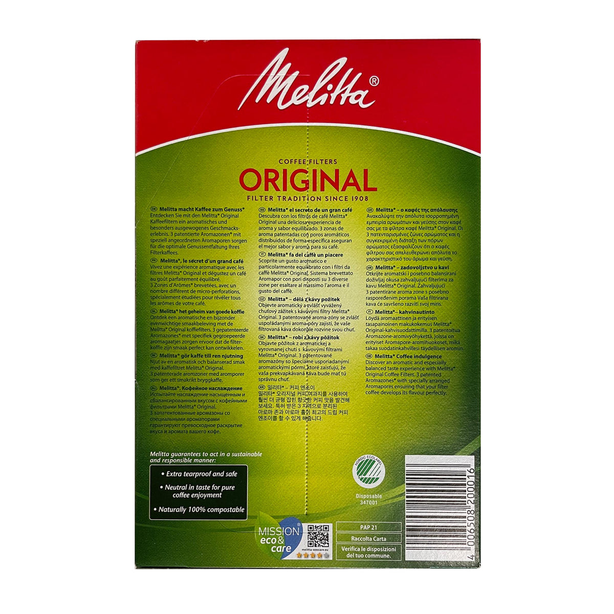 Confezione contenente 40 filtri in carta Melitta 1x4 tazze