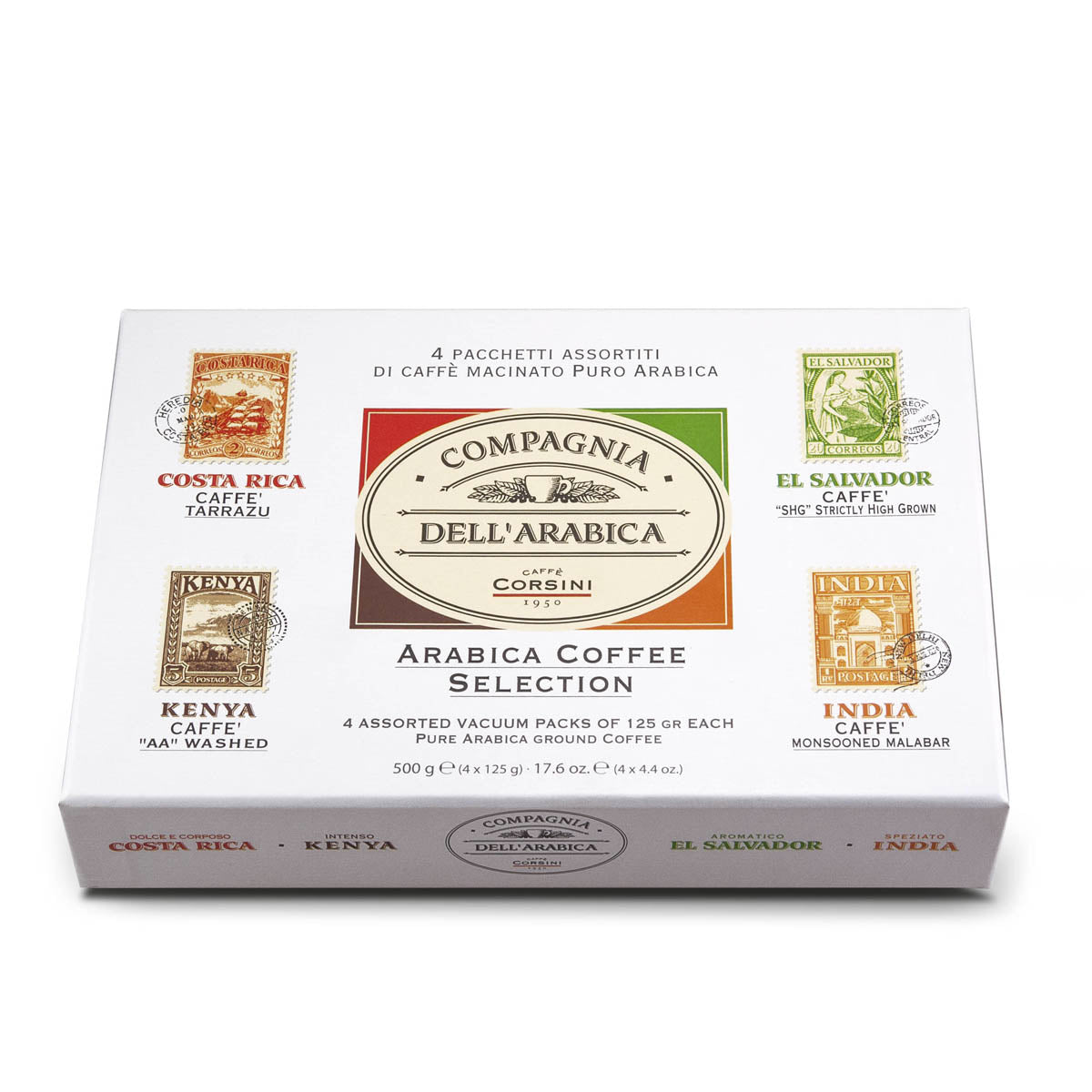 Caffè macinato, Selezione di 4 pregiate monorigini 100% Arabica, Compagnia dell'Arabica Caffè Corsini