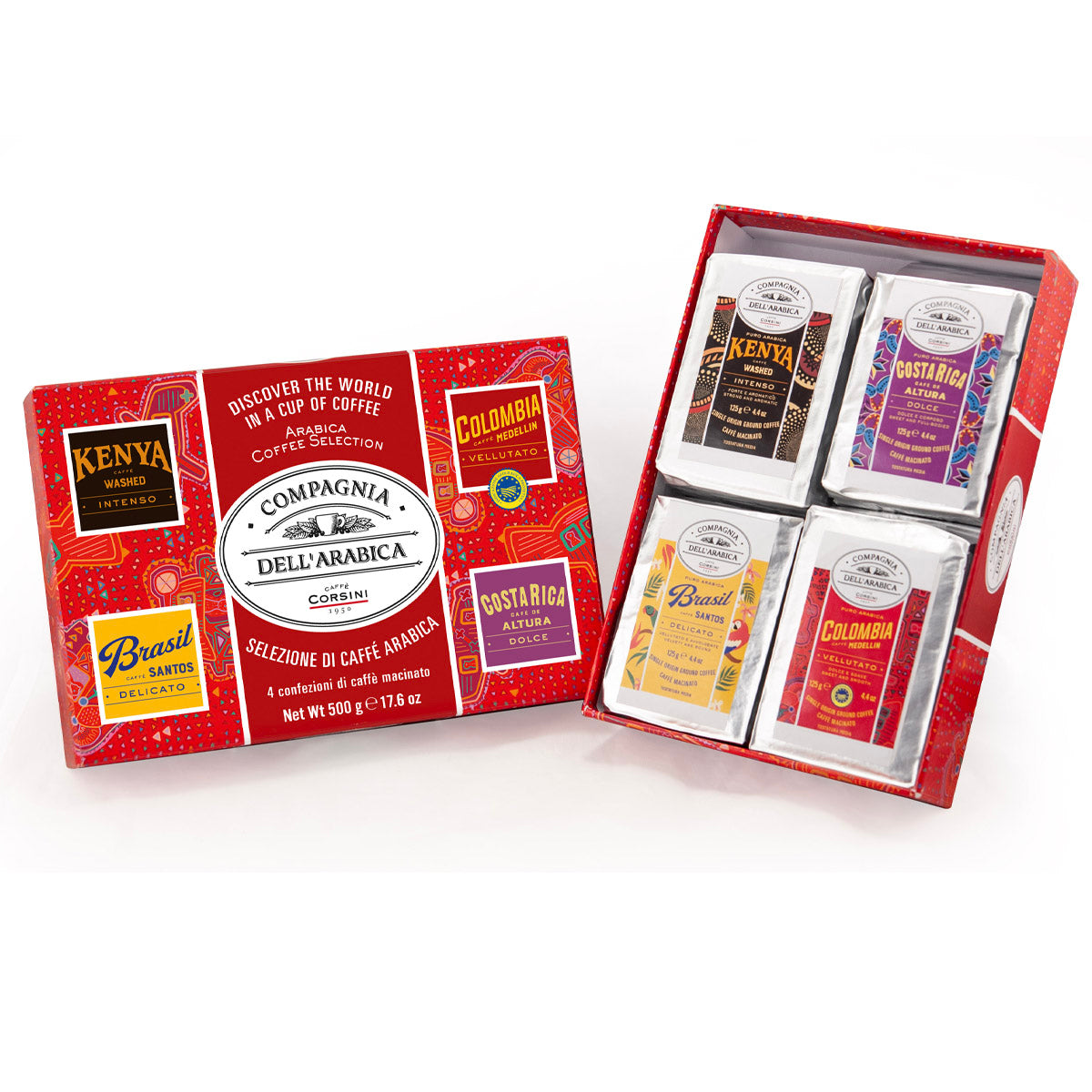 IDEA REGALO | Selezione caffè Macinato 100% Arabica | Kenya, Costarica, Brasil, Colombia