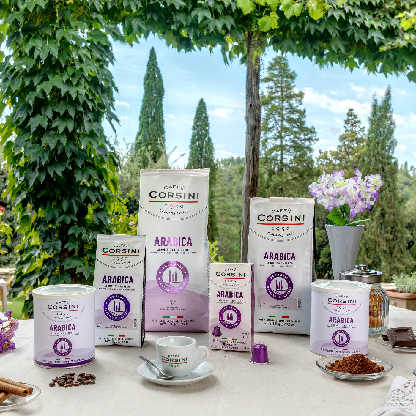 Nuova gamma di caffè 100% Arabica Caffè Corsini, caffè in grani, caffè macinato, caffè in capsule compatibili Nespresso®