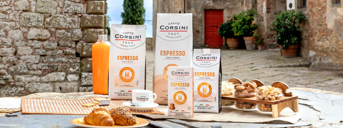 Caffè Espresso in grani, macinato, capsule compatibili, Nuova gamma Caffè Corsini