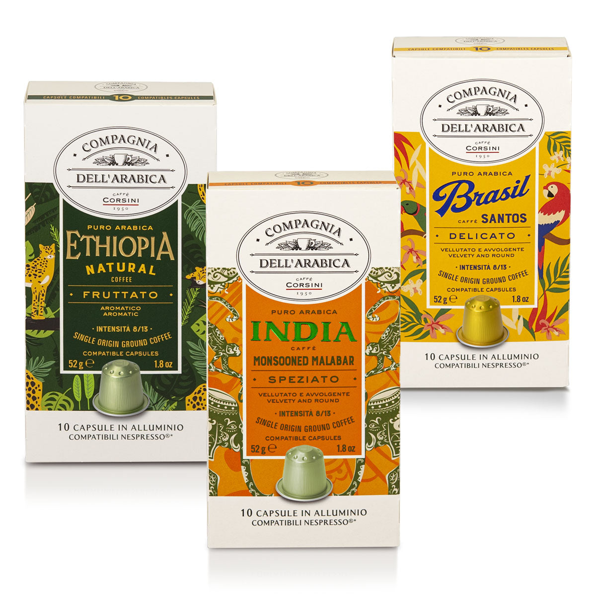 Caffè in capsule compatibili Nespresso® | India, Ethiopia, Brasil | 30 capsule