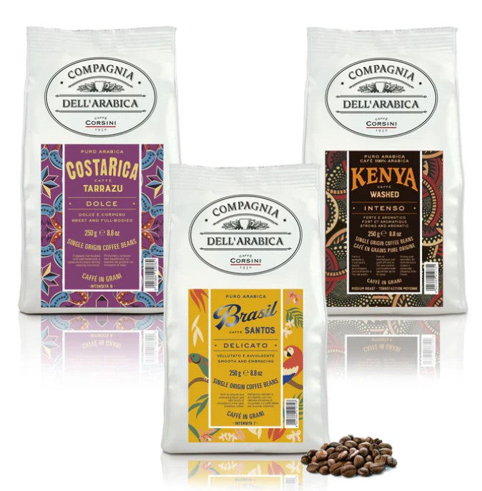 Coffee beans | Flavours from around the world | Costa Rica - Brasil - Kenya | 3 X 250g