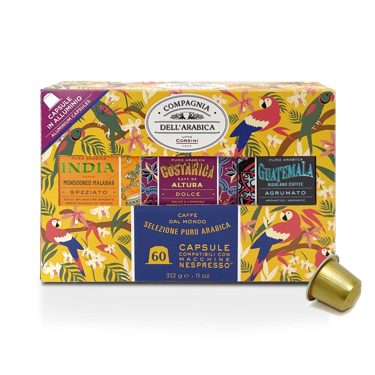 Confezione regalo | 60 capsule in alluminio compatibili NESPRESSO® | Monorigini assortite