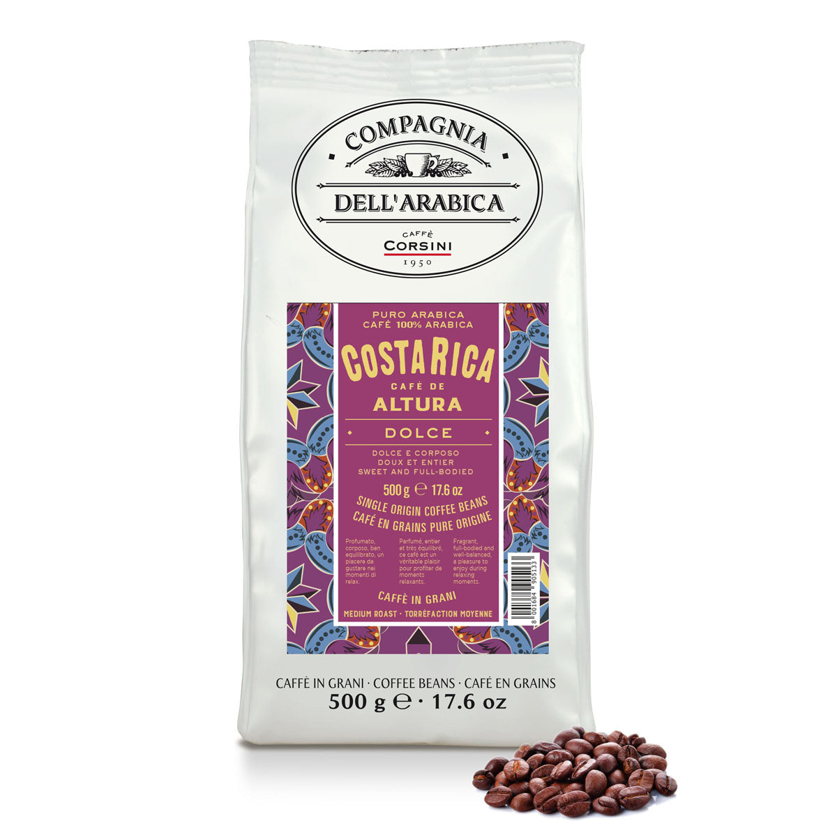 Caffè in grani | Costa Rica | 100% Arabica | 500g | Cartone con 15 confezioni