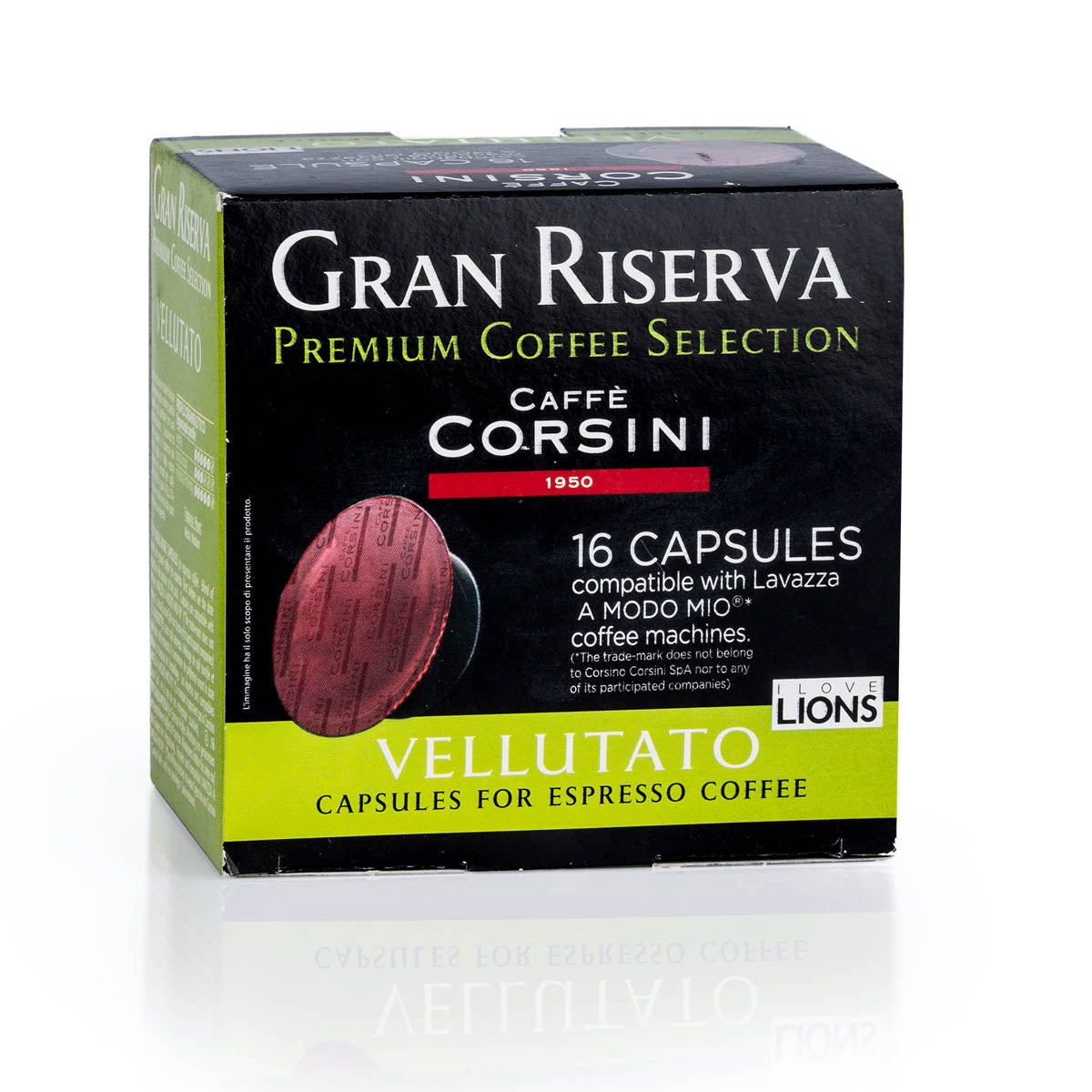 16 capsule compatibili Lavazza®* A Modo Mio®* per confezione | Gran Riserva Vellutato 100% Arabica | Cartone da 12