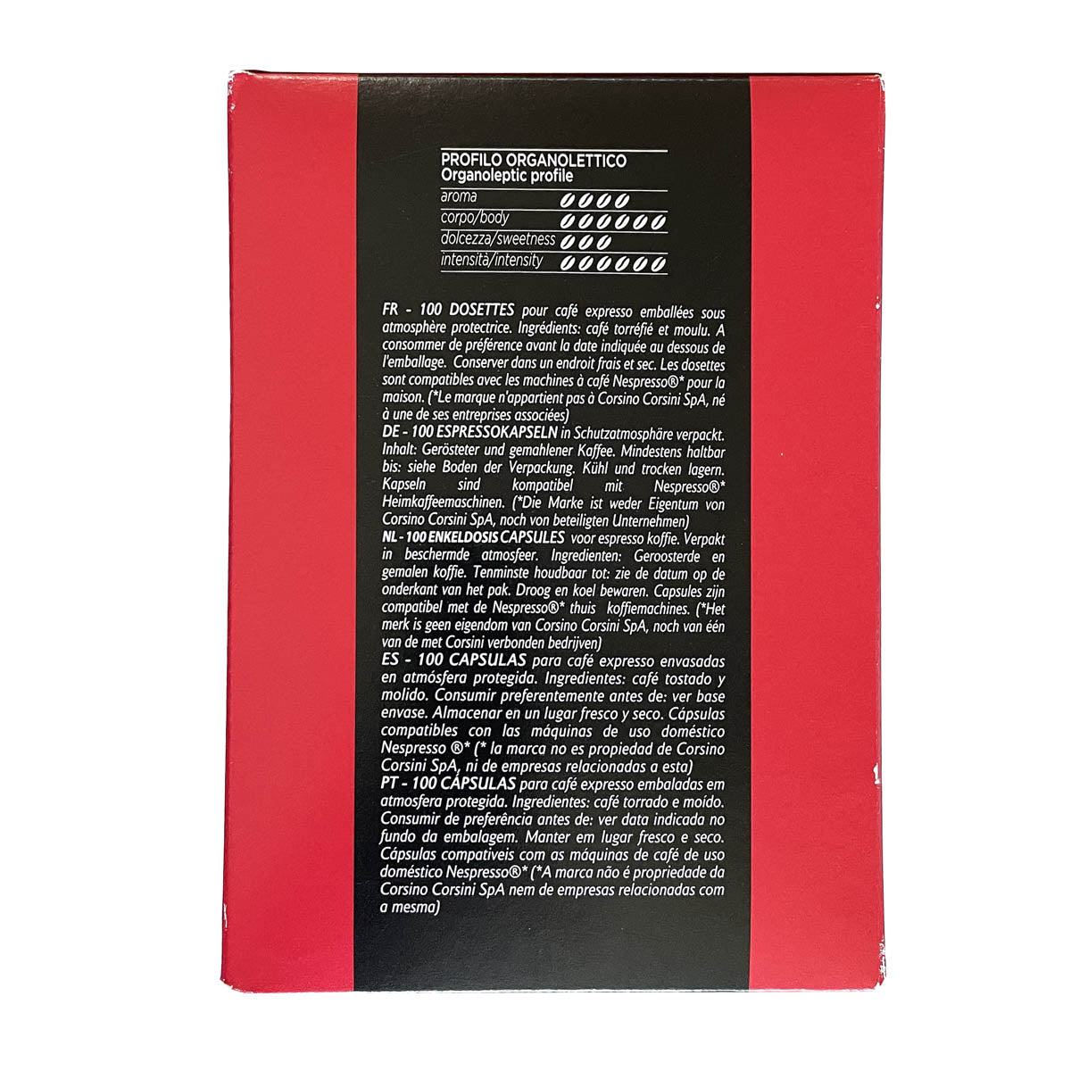 100 capsule di caffè compatibili Nespresso® per confezione | Classico Italiano | Cartone con 4 confezioni