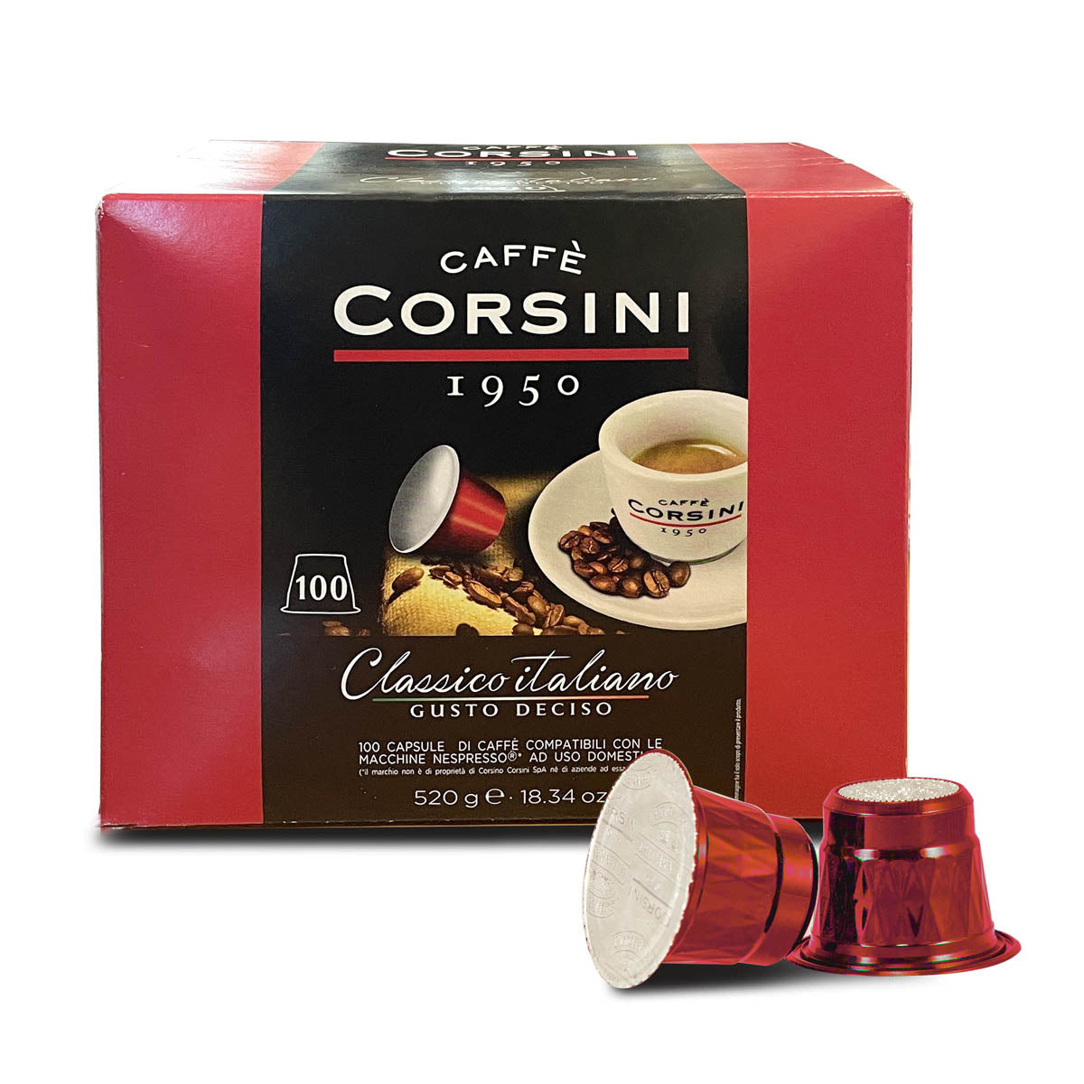 100 capsule di caffè compatibili Nespresso® per confezione | Classico Italiano | Cartone con 4 confezioni