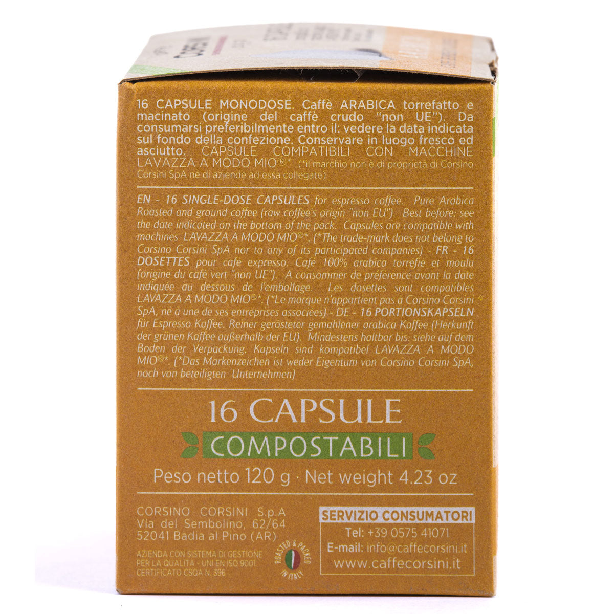 Compostable coffee capsules compatible with Lavazza®* A Modo Mio®* | Gran Riserva Arabica | 16 pieces