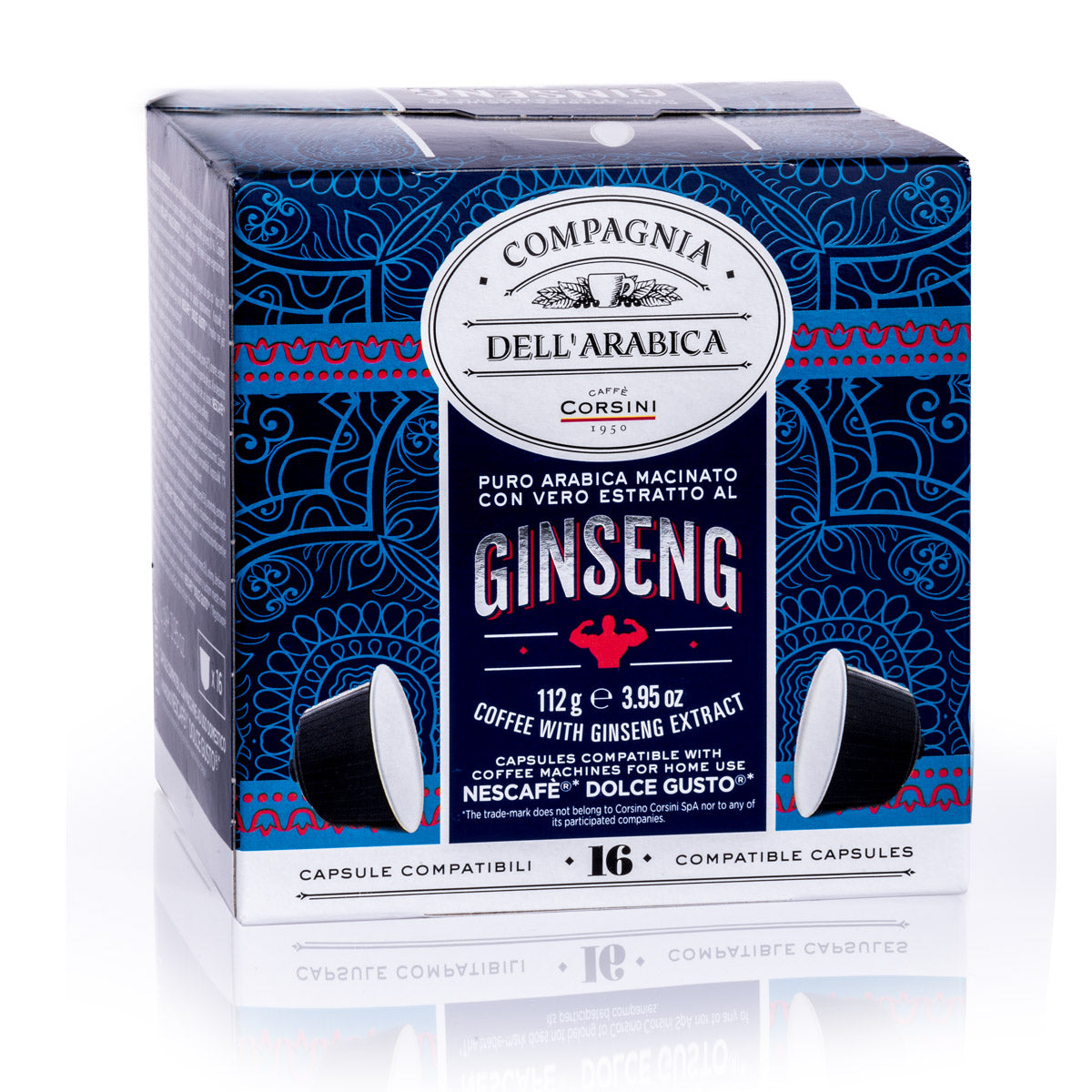16 capsule di caffè compatibili Nescafè® Dolce Gusto® | Ginseng | Cartone con 6 confezioni