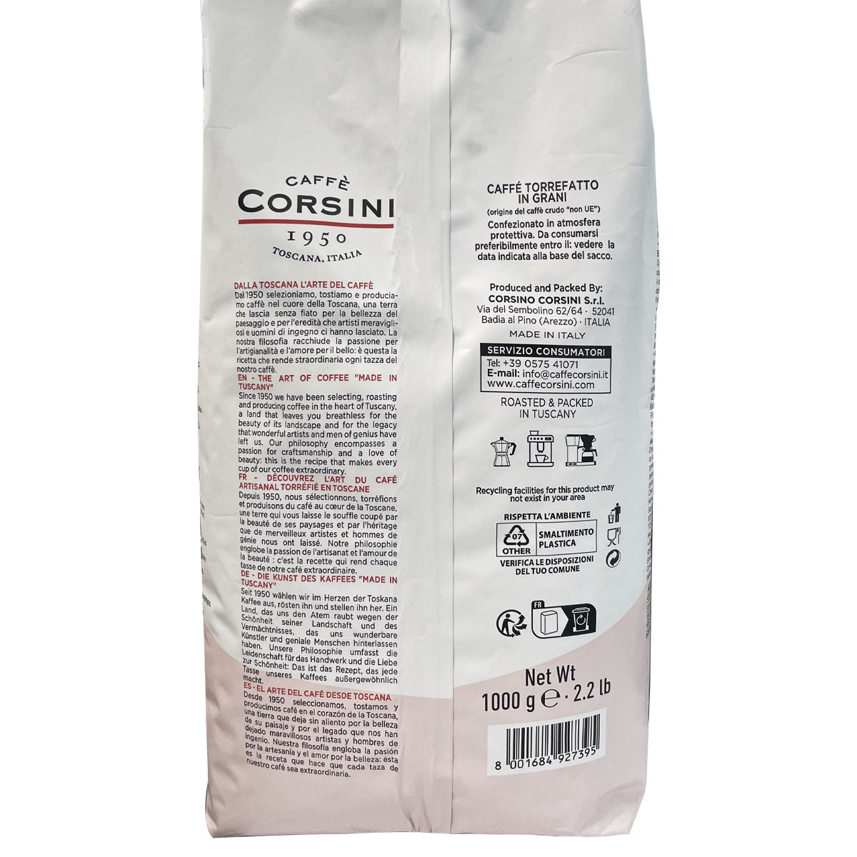Caffè in grani Crema 1Kg Nuova gamma Caffè Corsini