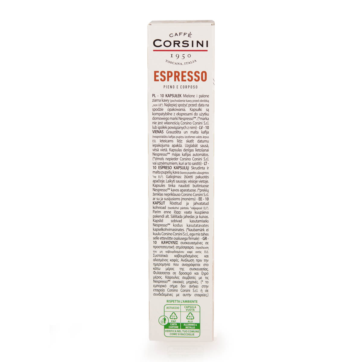New home range Caffè Corsini | Arabica and Robusta Blend | 10 Nespresso® compatible capsules®