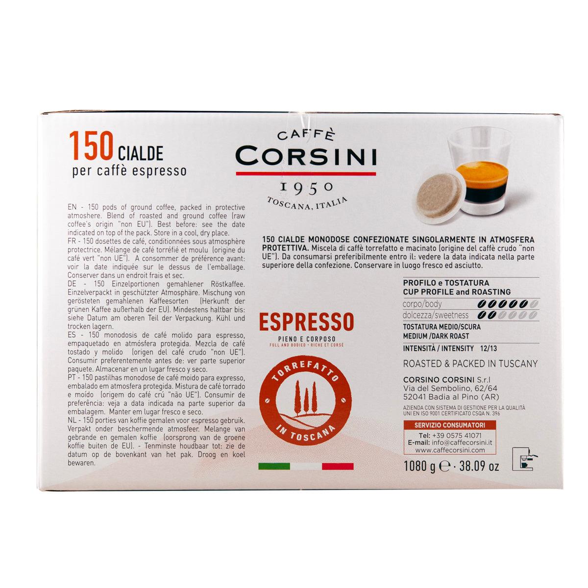 Caffè in cialde | Espresso, pieno e corposo | 150 pezzi