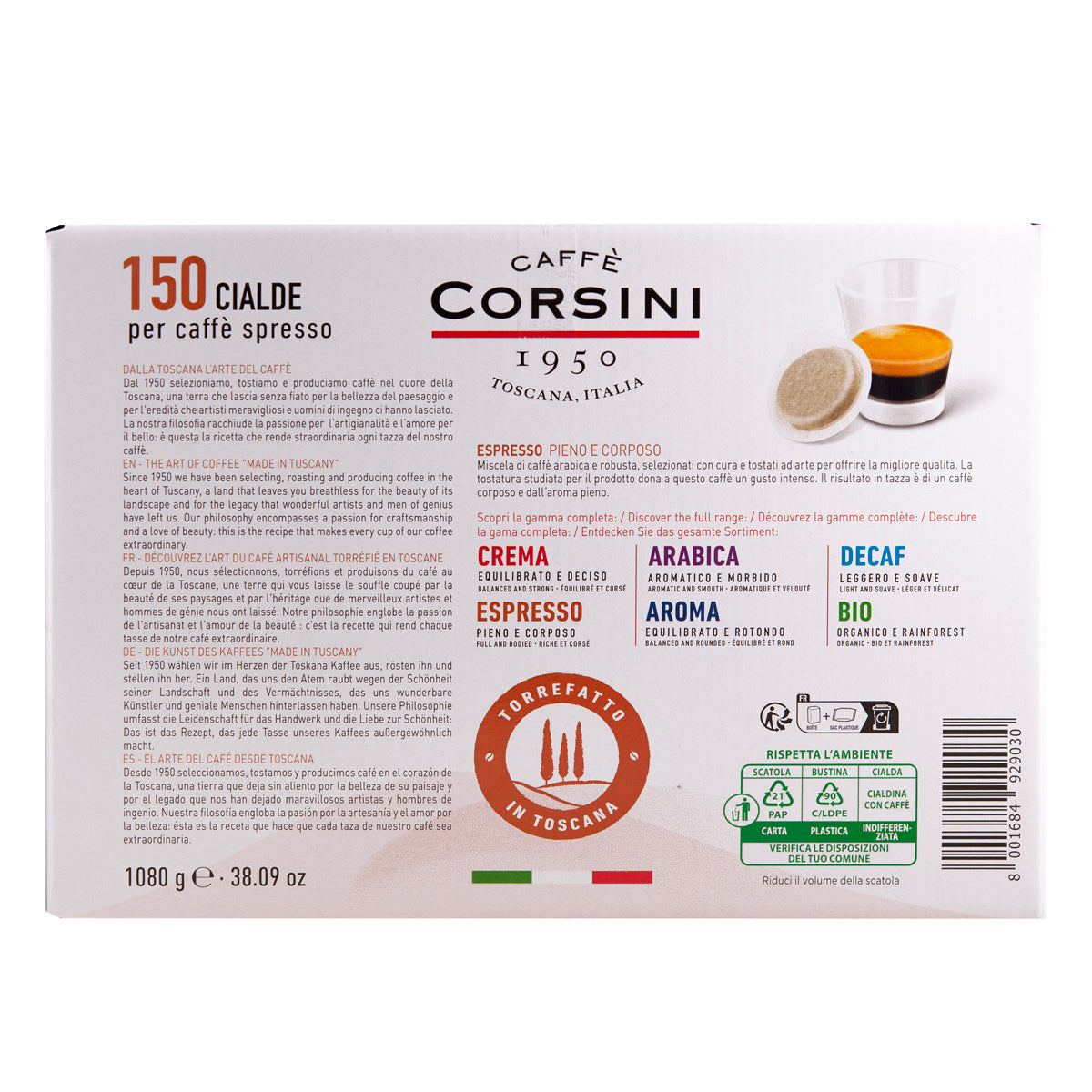 Caffè in cialde | Espresso, pieno e corposo | 150 pezzi