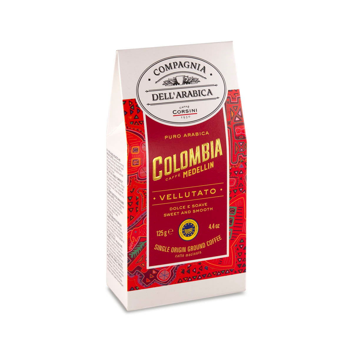 Caffè macinato Colombia Medellin | 100% Arabica | IGP | Confezione da 125g | Cartone con 12 confezioni