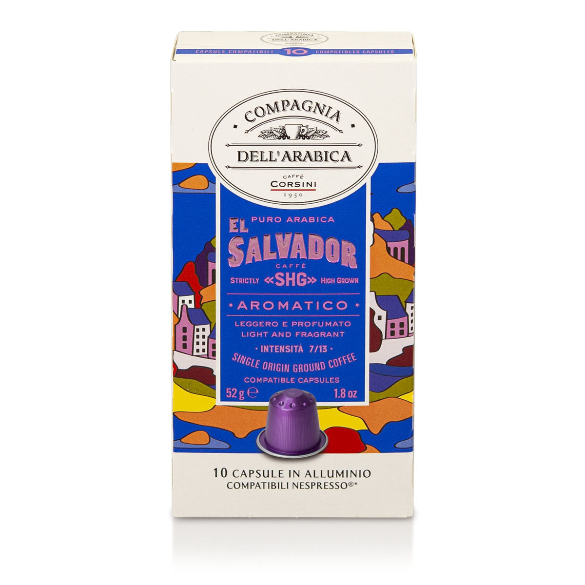 10 capsule di caffè in alluminio compatibili Nespresso® | El Salvador | 100% Arabica | Cartone con 10 confezioni