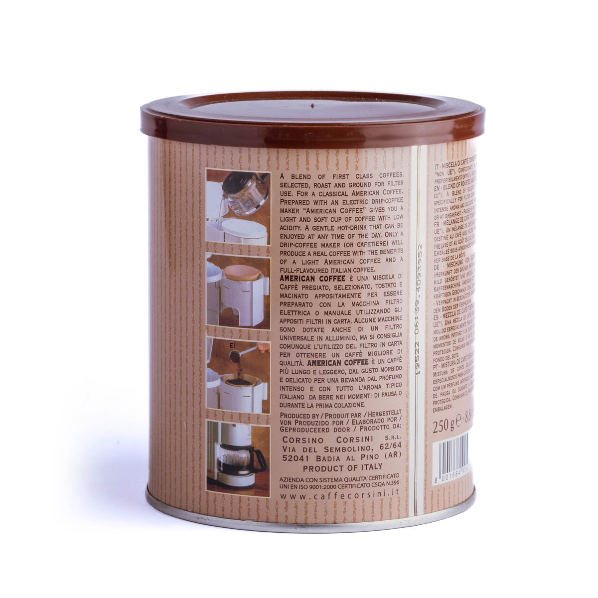 American Coffee | Filter ground coffee | Tin of 250g | Box of 12 cans