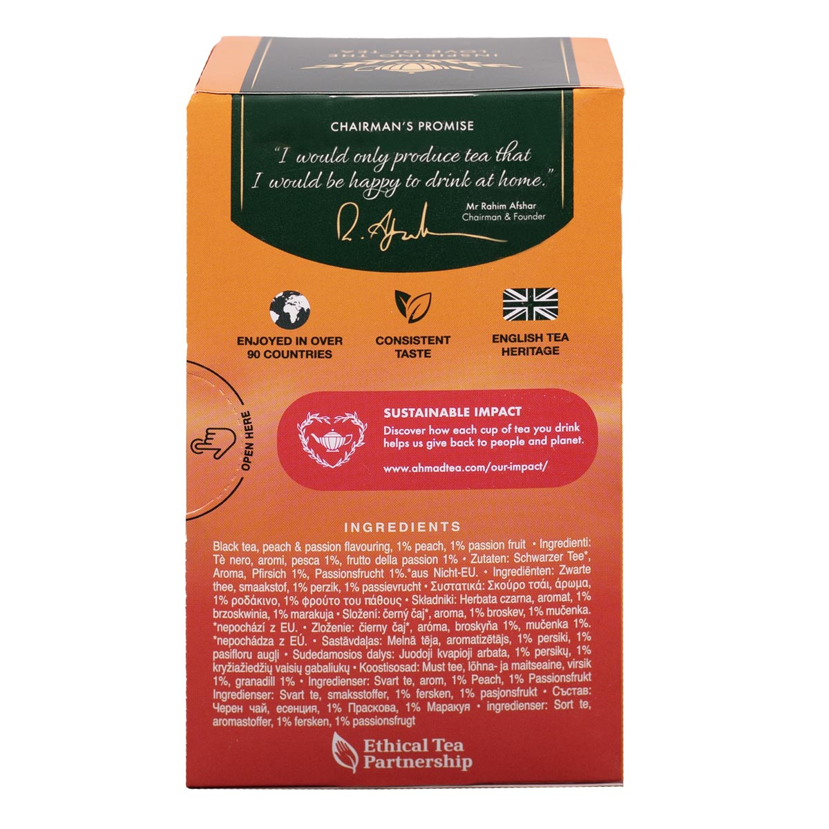 Tè nero pesca e frutto della passione | Ahmad Tea | 20 bustine