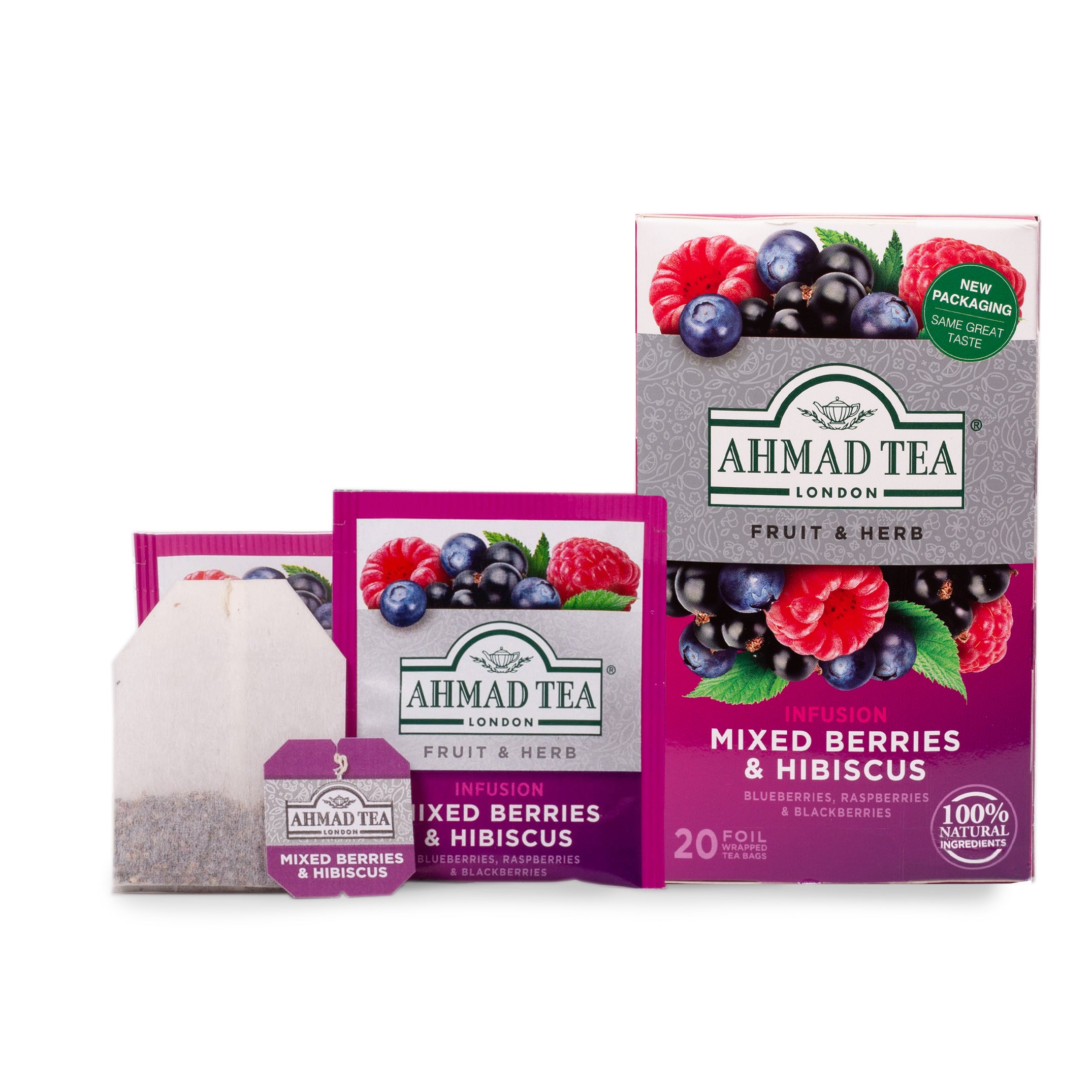 Infuso frutti di bosco e ibisco | Ahmad Tea | 20 bustine | Box con 6 confezioni
