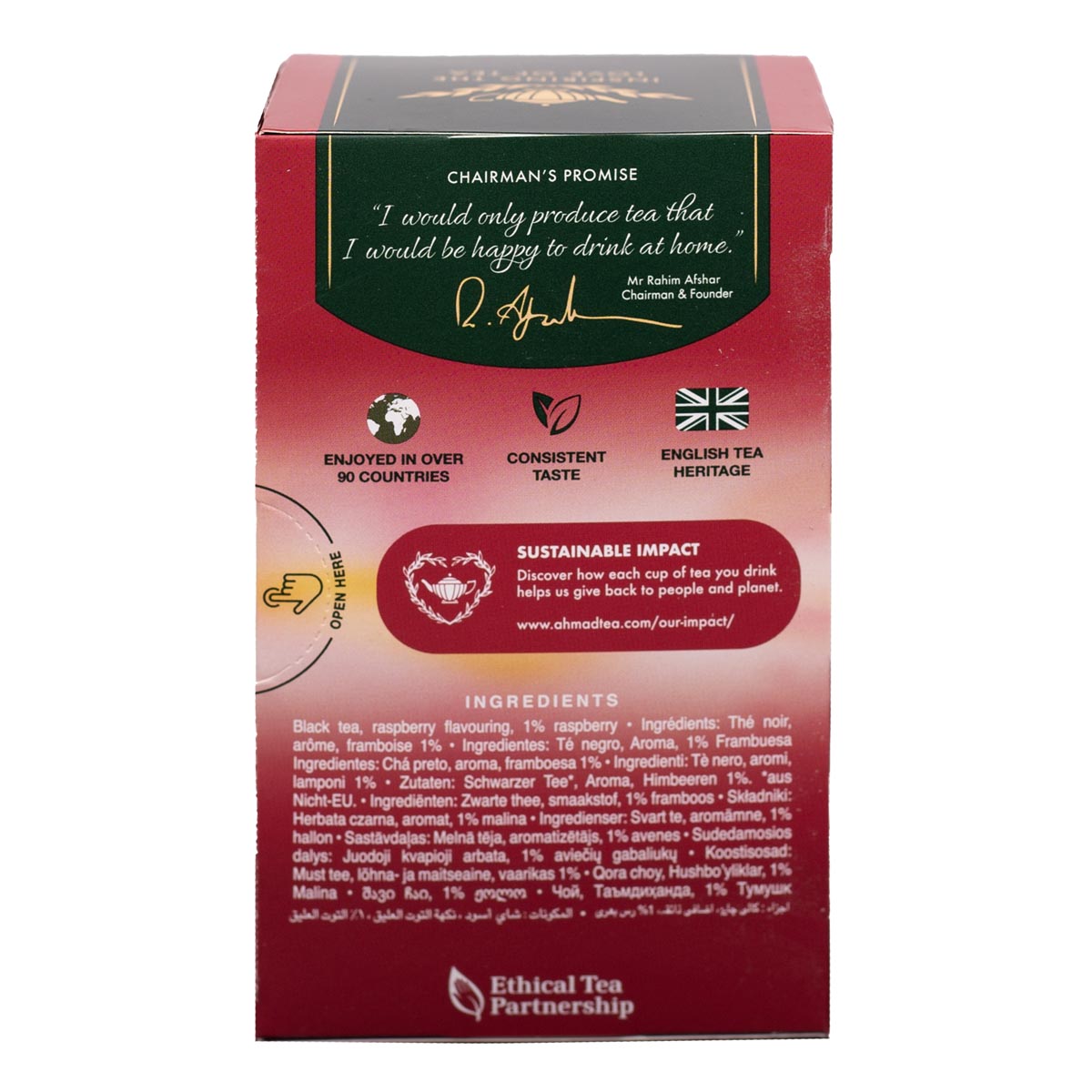 Tè nero Raspberry Indulgence | Lampone | Ahmad Tea | 20 bustine