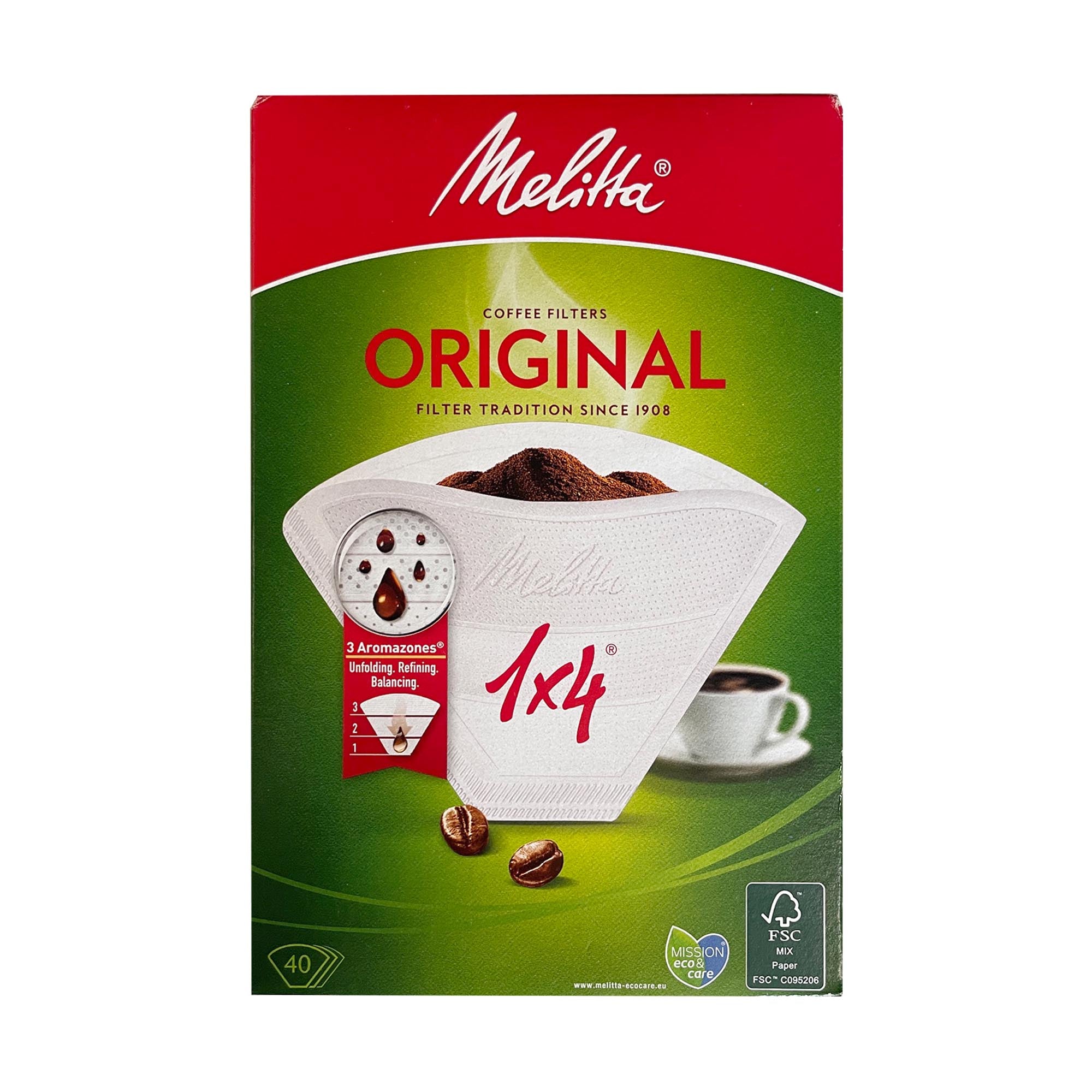Confezione contenente 40 filtri in carta Melitta 1x4 tazze