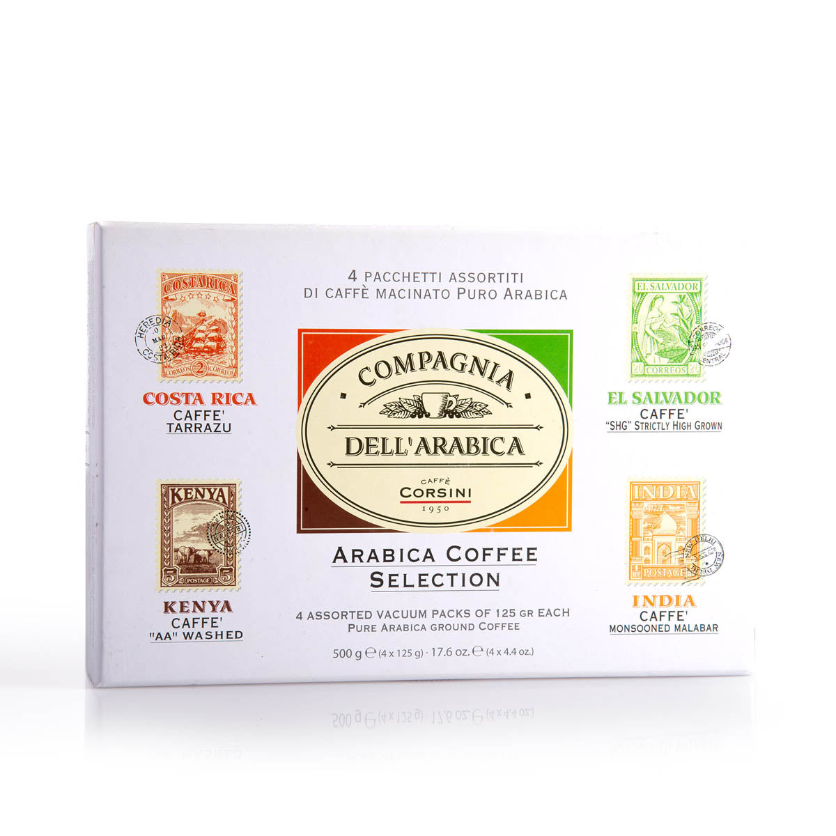 Cofanetto Regalo Selezione caffè Macinato 100% Arabica | Kenya, Costarica, India, El Salvador | Cartone con 6 cofanetti