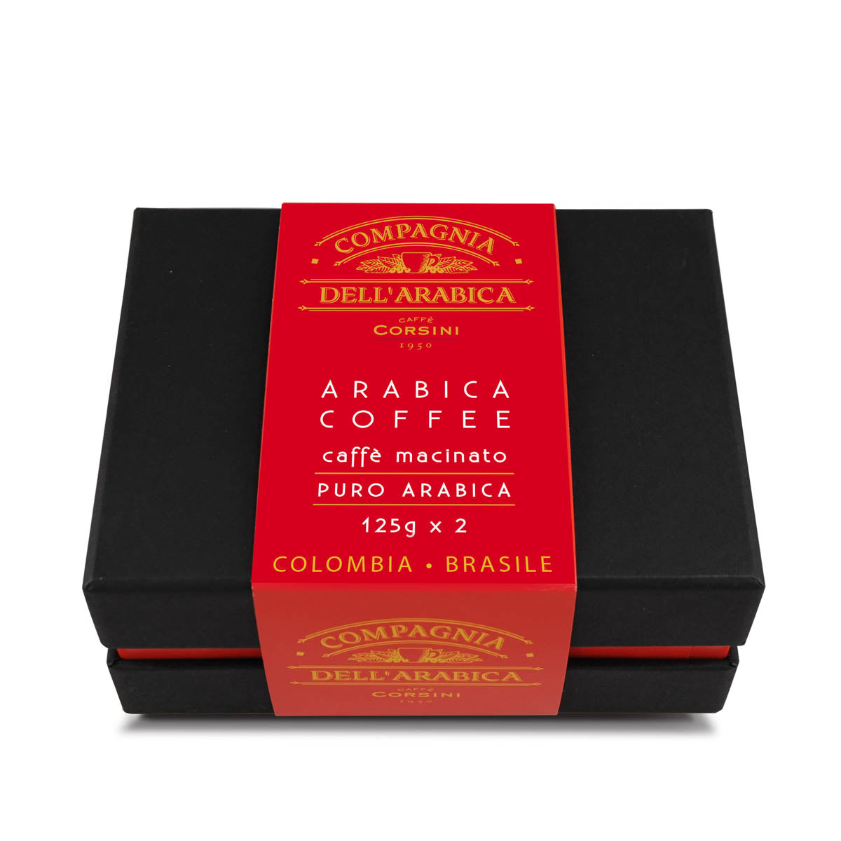 Cofanetto regalo caffè macinato Colombia e Brasile | 100% Arabica | 2x125g | Cartone con 12 confezioni