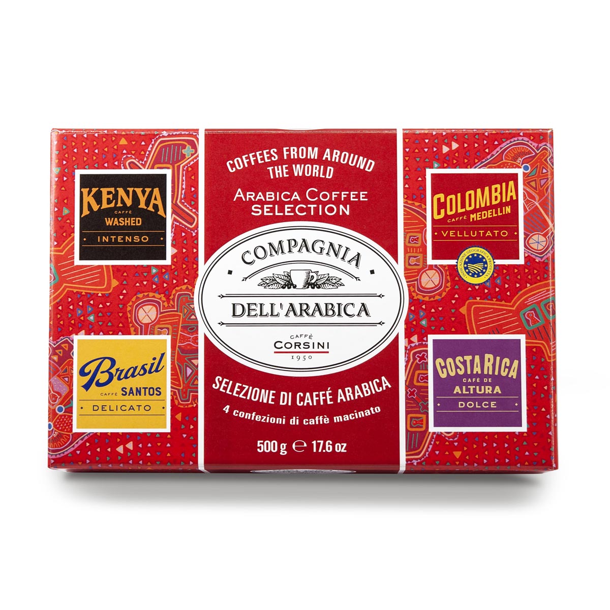 IDEA REGALO | Selezione caffè Macinato 100% Arabica | Kenya, Costarica, Brasil, Colombia